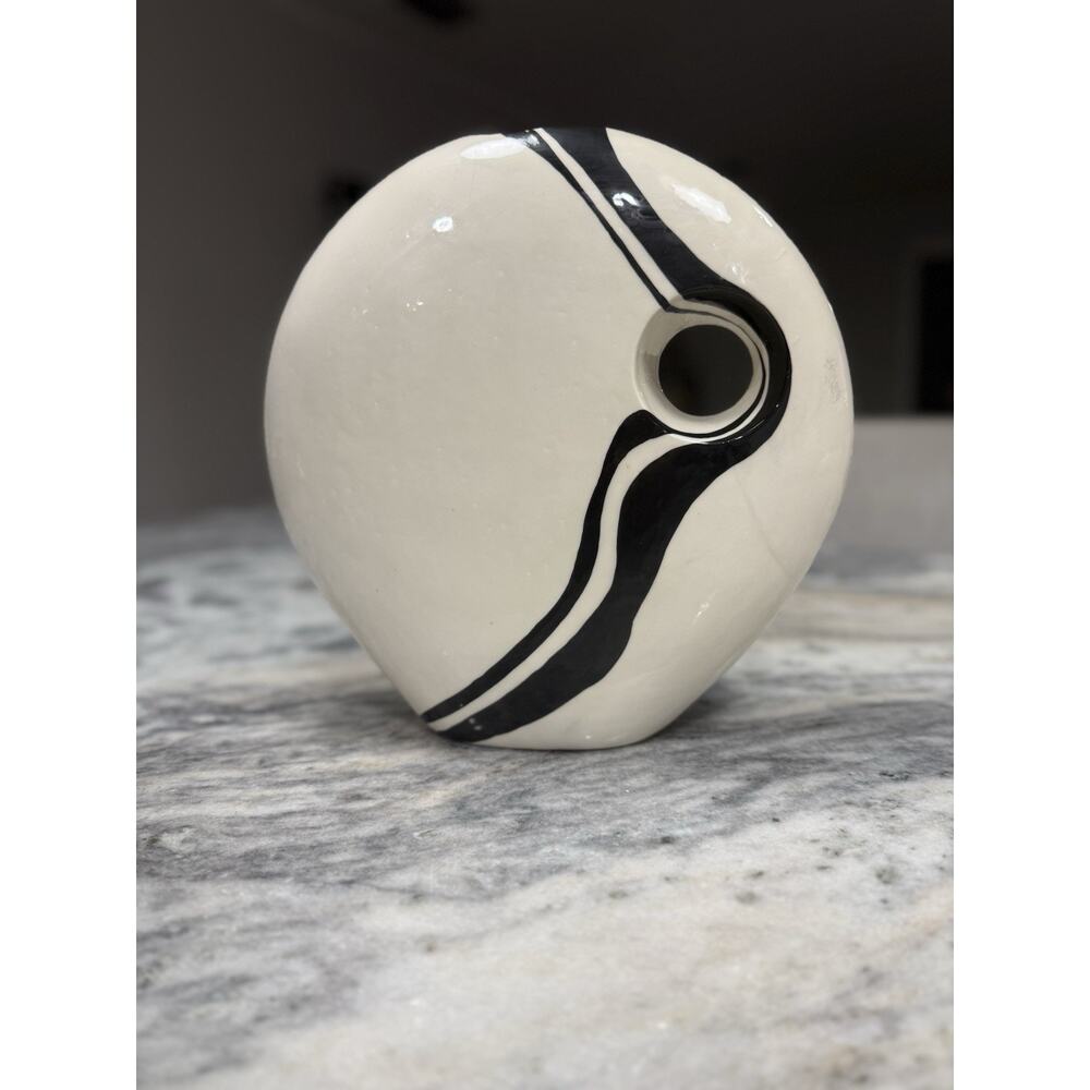 Vintage Studio Pottery Vase 80’s Modern Black White John Pritchard Inspired